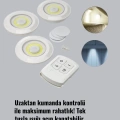 3 Lü Pilli Kablosuz Led Spot Lamba Seti Kumandalı Kolay Montaj Aydınlatma