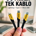 3lü Şarj Kablosu Hızlı Şarj Destekli Dayanıklı Örgü USB Kablo