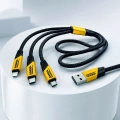 3lü Şarj Kablosu Hızlı Şarj Destekli Dayanıklı Örgü USB Kablo