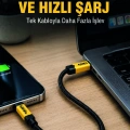 3ü 1 Arada USB Şarj Kablosu 240W Hızlı Şarj ve Veri Aktarım Kablosu