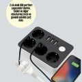 3 USB Çıkışlı 4’lü Akıllı Priz 2500W 2 Metre Kablo
