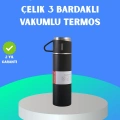 304 Çelik Termos Seti | 2 Bardaklı, 500 ml, Uzun Süre Isı Koruma