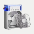 3’ü 1 Arada Mini Klima Fan USB Şarjlı, 7 Renk Gece Lambalı ve Nemlendirici