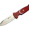 4-8-4 Tc Kırmızı Kamp Çakı 21,5cm- Manuel, Ay Yıldız Desenli, Kemerlikli