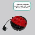 5 Metre Uzatma Kablolu 4 Prizli Makara Kırmızı