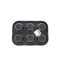 6 Gözlü Siyah Metal Muffin Kalıbı