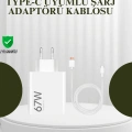 67W Güçlü Şarj Adaptörü ve Turbo Kablo Uzun Ömürlü Dayanıklı Tasarım