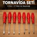 7li Düz ve Yıldız Tornavida Seti Çelik Manyetik Uçlu