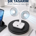 720° Döner Çift Taraflı Masaüstü Vantilatör – USB Şarjlı Sessiz Fan