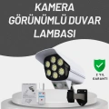 77 LEDli Güneş Enerjili Güvenlik Lambası ve Kukla Kamera – Hareket Sensörlü, 2400mAh Pilli