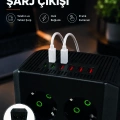 8li Dikey Çoklu Priz 4 USB 2 Type-C Akım Korumalı Anahtarlı Priz