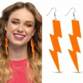 80’ler 9039lar Retro Neon Turuncu Şimşek Küpe 10 Cm
