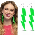 80’ler 9039lar Retro Neon Yeşil Şimşek Küpe 10 Cm