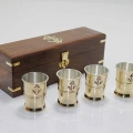 Ahşap Kutulu 4lü Pirinç Shot Bardak Seti 4288b