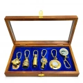 Ahşap Kutulu Denizci Temalı Pirinç Anahtarlık Seti Key-0285
