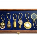 Ahşap Kutulu Denizci Temalı Pirinç Anahtarlık Seti Key-0285