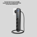 Akıllı Akım Dengelemeli 4’lü Çoklu Priz Type-C ve USB Çıkışlı