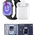 Akıllı Saat Gümüş Kasa Bluetooth Kulaklık Hediyeli Çok Fonksiyonlu İkili Set