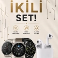 Akıllı Saat ve Kulaklık Seti Dokunmatik Ekran 5.0 Bluetooth Bağlantılı Sesli Görüşme