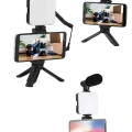 Akıllı Telefon Vlog Kiti Tripod Mini Mikrofonlu Telefon Tutucu