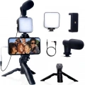 Akıllı Telefon Vlog Kiti Tripod Mini Mikrofonlu Telefon Tutucu