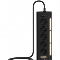 Akım Korumalı 5’li Priz 2xusb 2xtype-c Çıkış Dokunmatik Işıklı Akım Koruma Çoklu Priz Çoğaltıcı Siyah