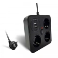 Akım Korumalı Anahtarlı Priz - 3x Priz - 2x Usb - 2x Type-c - 2 Mt Kablo Hızlı Şarj Özellikli Siyah