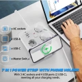 Akım Korumalı Anahtarlı Priz - 3x Priz - 2x Usb - 2x Type-c - 2 Mt Kablo Hızlı Şarj Özellikli Siyah