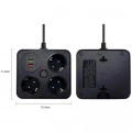 Akım Korumalı Anahtarlı Priz - 3x Priz - 2x Usb - 2x Type-c - 2 Mt Kablo Hızlı Şarj Özellikli Siyah
