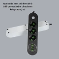 Akım Korumalı Anahtarlı USB Girişli Üçlü Priz