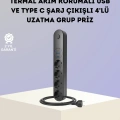 Akım Korumalı Çoklu Priz 4’lü 2 USB 1 Type-C 2500W Güçlü Tasarım