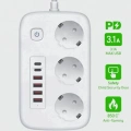 akım Korumalı Priz Ve Masaüstü Şarj İstasyonu Kablosuz 3 Priz ,4 Usb, 2 Type-c Girişli 2 Metre