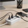  akım Korumalı Priz Ve Masaüstü Şarj İstasyonu Kablosuz 3 Priz ,4 Usb, 2 Type-c Girişli 2 Metre