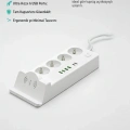 Akım Korumalı Priz Ve Masaüstü Şarj İstasyonu Kablosuz 4 Priz ,4 Usb, 2 Type-c Girişli 2 Metre