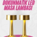 Altın Rengi Masa ve Gece Lambası Dokunmatik Şarjlı Masa Lambası