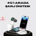 Apple Uyumlu Kablosuz Şarj İstasyonu 4 Cihaz Destekli ve Hızlı Şarjlı