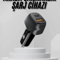 Araç İçi Şarj Cihazı 38W Güç Kapasiteli Type-C Girişli Araba Çakmaklık