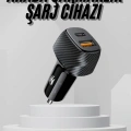 Araç İçi Şarj Cihazı 38W Güç Kapasiteli Type-C Girişli Araba Çakmaklık