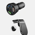 Araç İçi Telefon Tutucu + Quick Charge 3.0 Araç Şarj Cihazı Seti