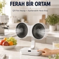 Ayarlanabilir Çift Fan Başlıklı Şarjlı Masa Vantilatörü