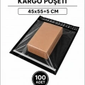 Battal Boy Siyah Şeffaf Kargo Poşeti 45x55+5 Cm 100 Adet