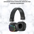 Bluetooth 5.3 Rainbow Işıklı Kulak Üstü Kablosuz Kulaklık