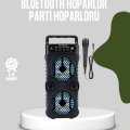 Bluetooth Bağlantılı LED Işıklı Taşınabilir Hoparlör – 1200 mAh Şarjlı, FM Radyolu
