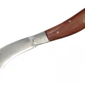 Bursa Çelik Eğri Bağ / Kablo / Aşı Çakısı, Ahşap Saplı - 22 Cm