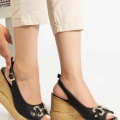 HERŞEYTREND Caver Siyah Cilt Dolgu Topuk Sandalet