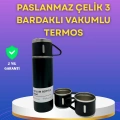 Çelik Termos Bardak Seti | 500 ml Kapasite, Kaymaz Taban, Hediye Kutulu
