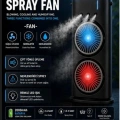 Çift Başlıklı Sprey Fan Nemlendirici Ve Renkli Led Işıklı Siyah