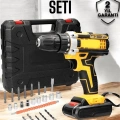 Çift Bataryalı Metal Dişli Darbeli Şarjlı Matkap Seti 24W Güç ve 24 Parça Aksesuar