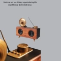Çift Hoparlörlü Retro Bluetooth Speaker 1800mAh Bataryalı AUX USB SD Kartlı