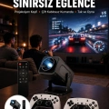 Çift Kollu Game Box Projeksiyon Cihazı Kumandalı Android Tv Dahili Hoparlör Yeni Nesil